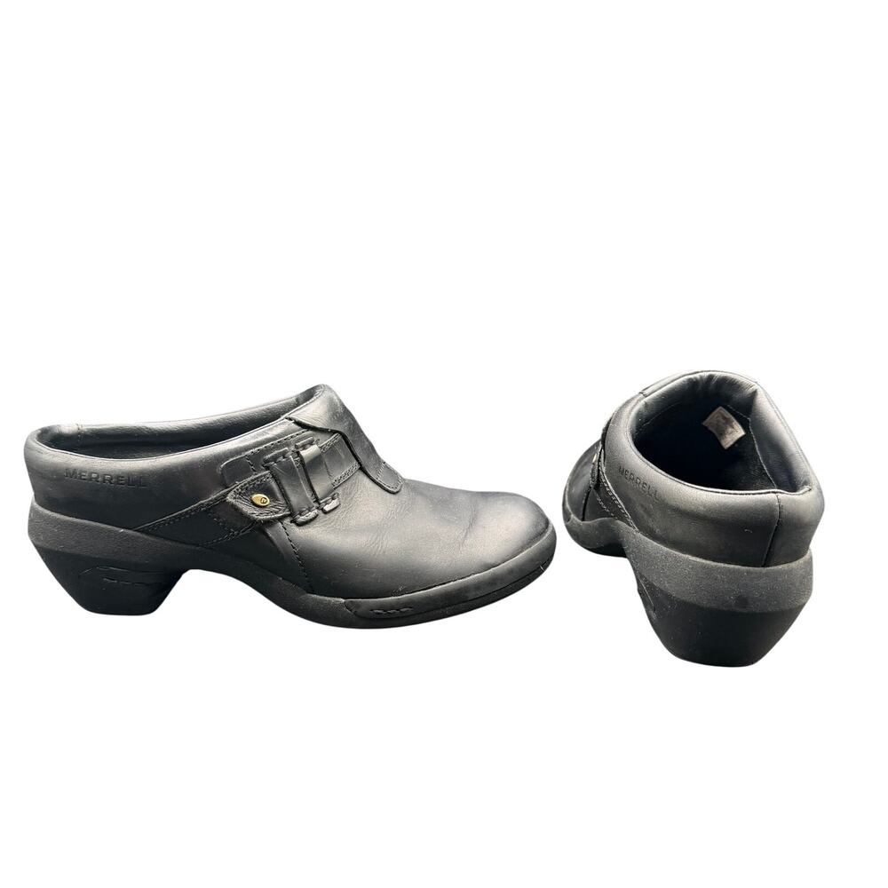 Merrell Black Leather Slip On Clogs Comfort Work Shoes Women’s 8